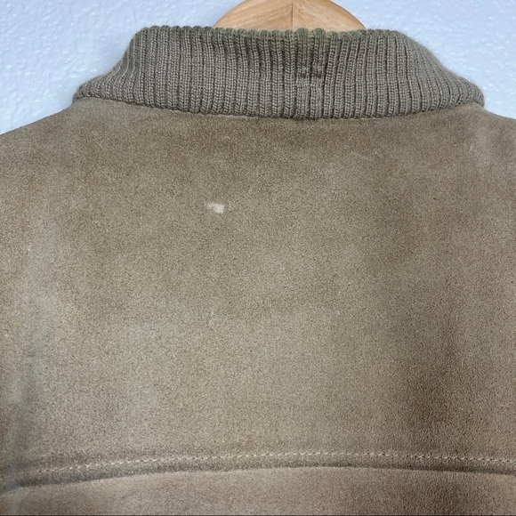 Vintage London Fog Bomber Jacket 70’s Suede Leather Beige Men’s Size 46 Reg - Picture 5 of 12